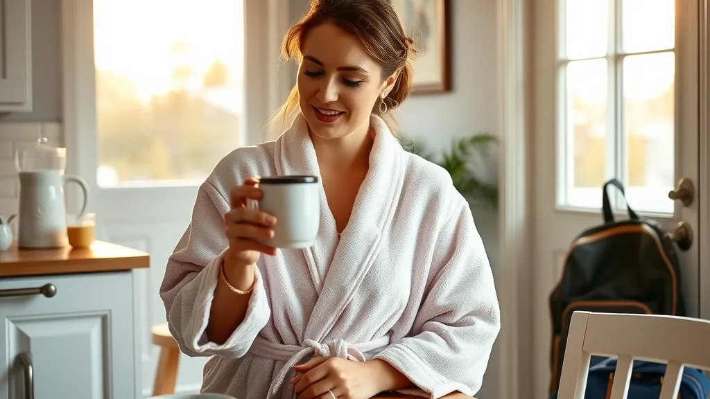 A mother with coffee planning the morning