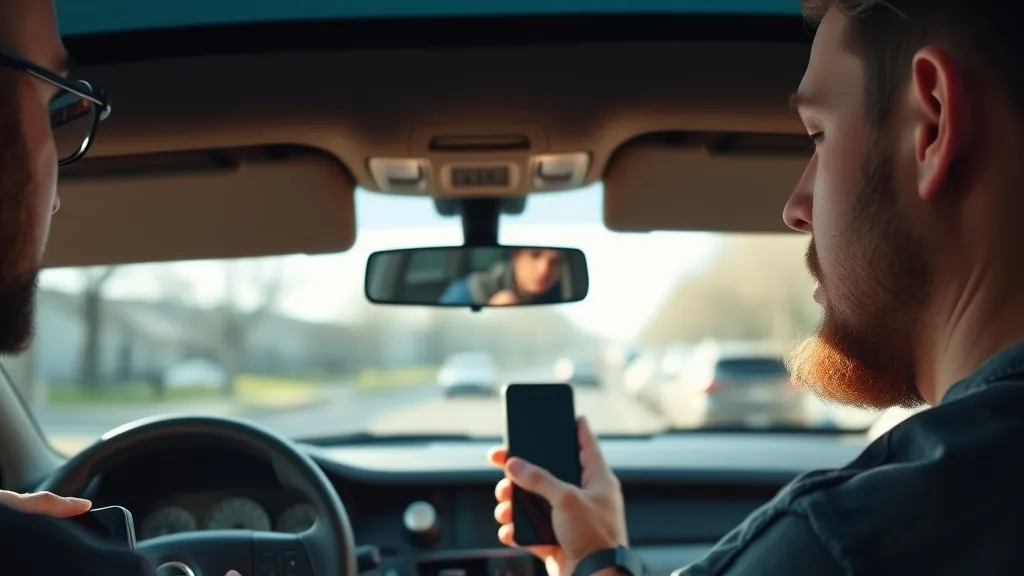 A man driving with his phone in a dashboard holder