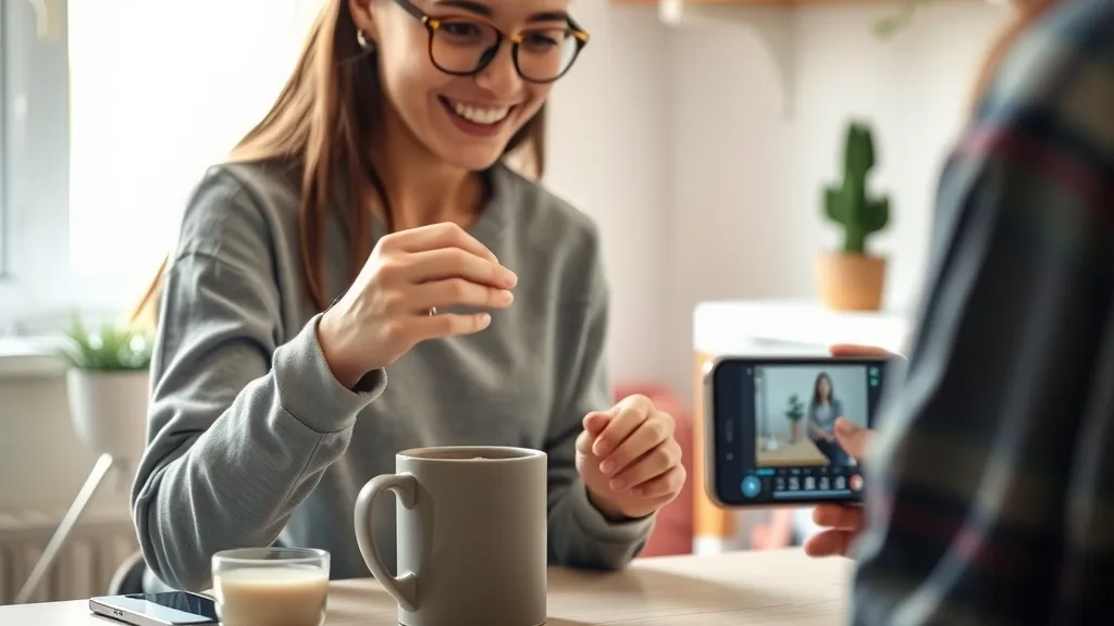A seller photographing a product on a table for an online listing