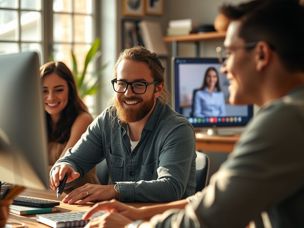 A creator hosting a friendly online community call.