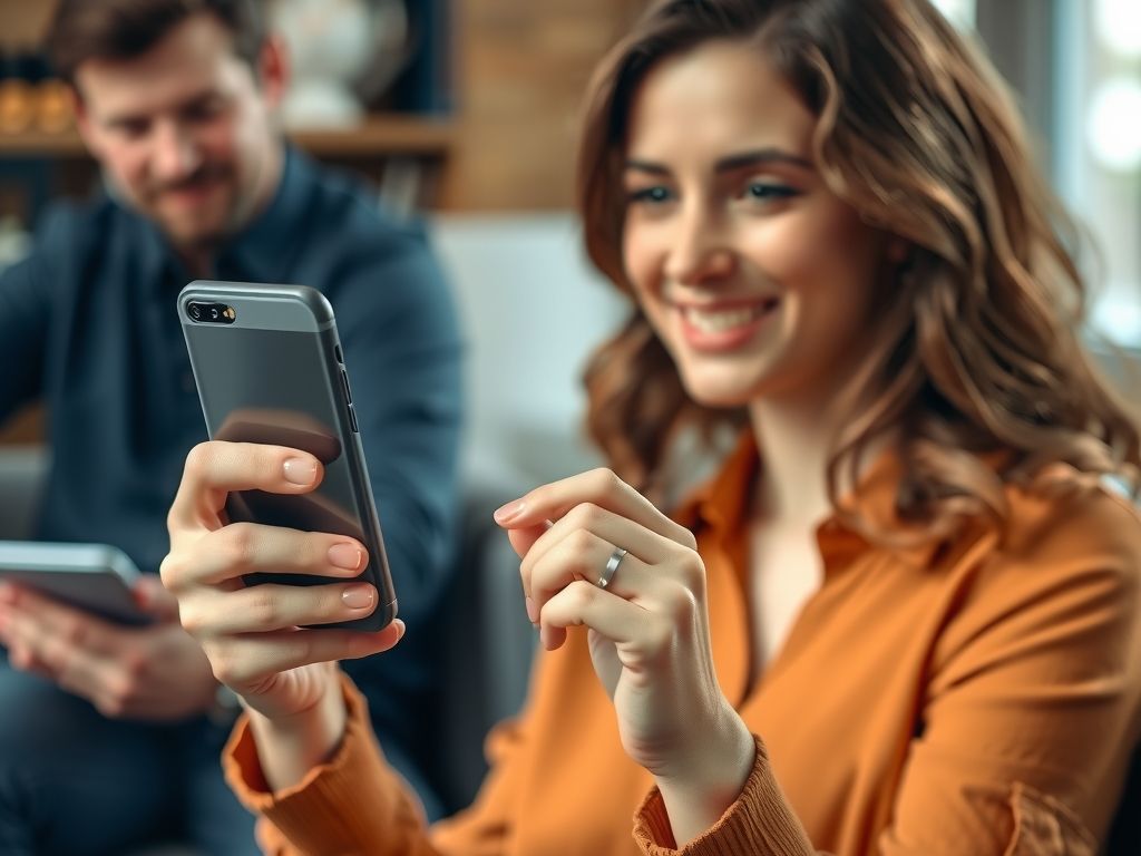 A teacher selling a course from her phone.
