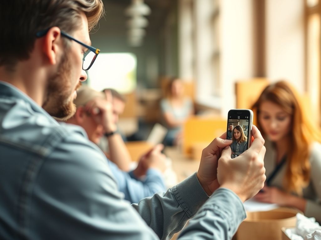 A seller posting a product photo to social media.
