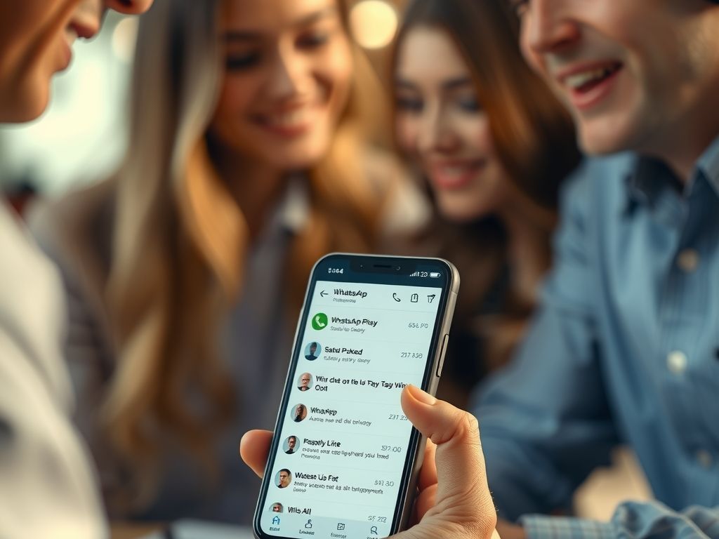 A business phone with WhatsApp chats from customers.