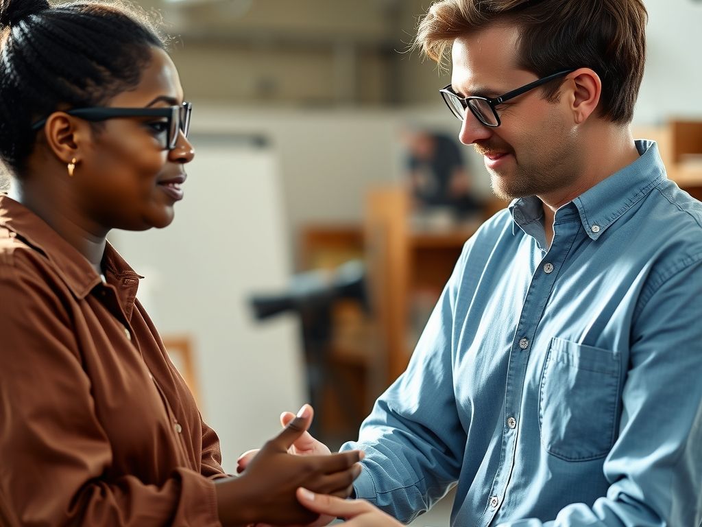 A brand owner and a creator discussing a product shoot.