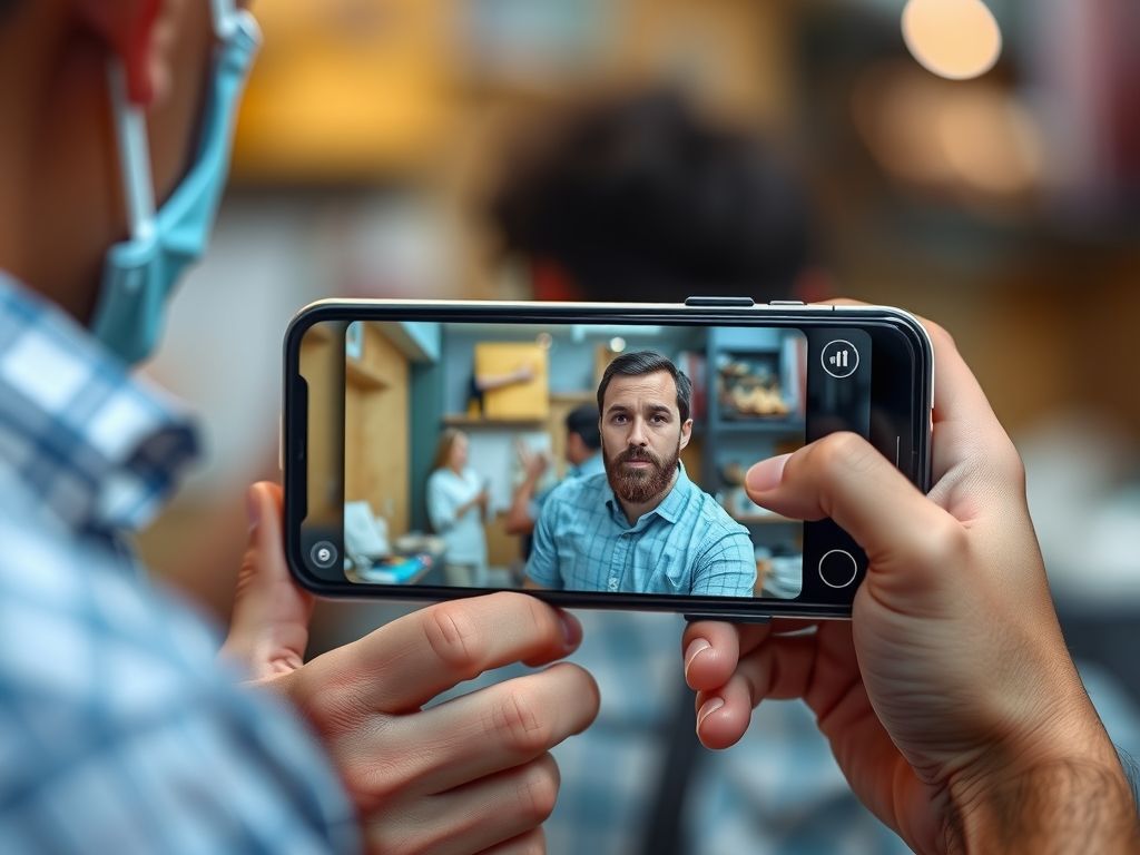 A seller filming a TikTok video of a product on a phone.