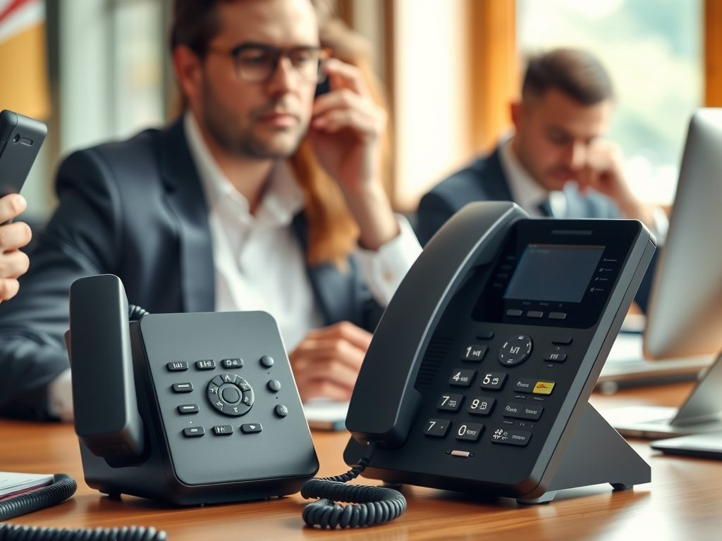 Two phones on a desk, one personal and one for the business.