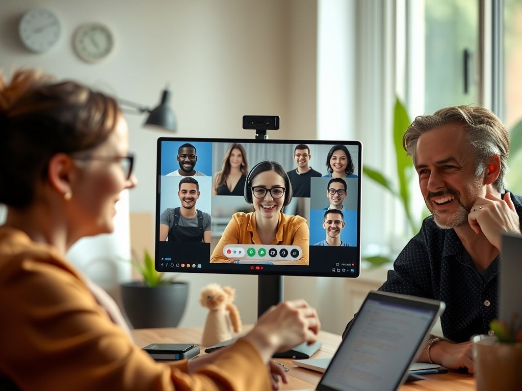 A community leader hosting a members video call.