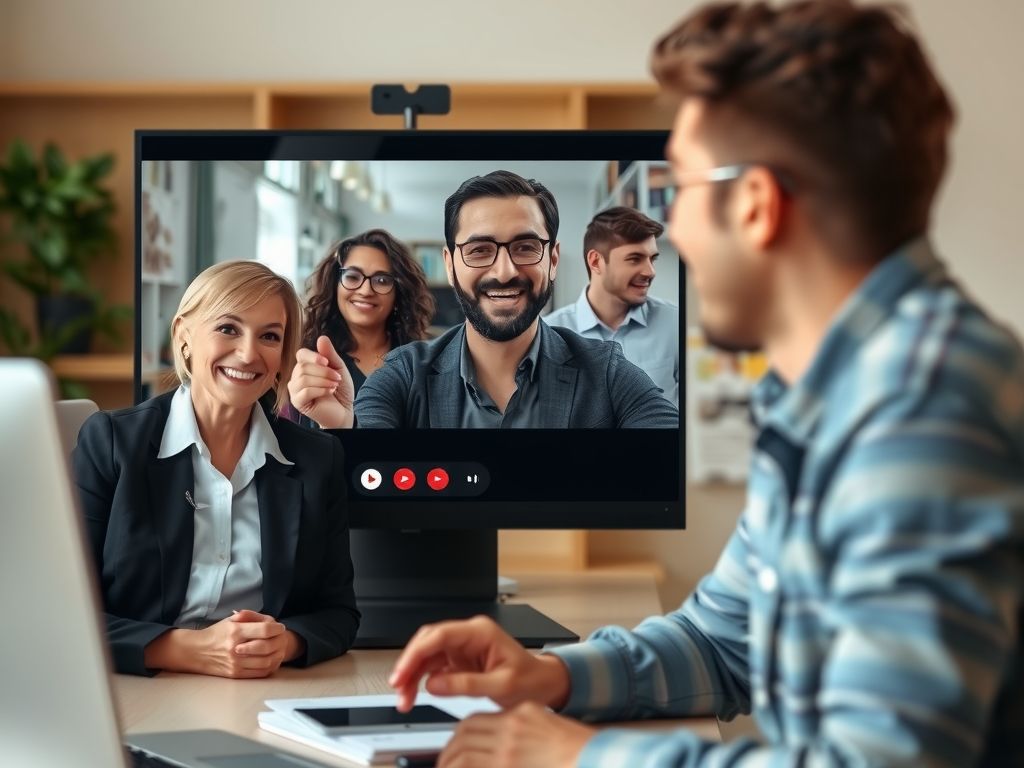 A community host leading a group video call.