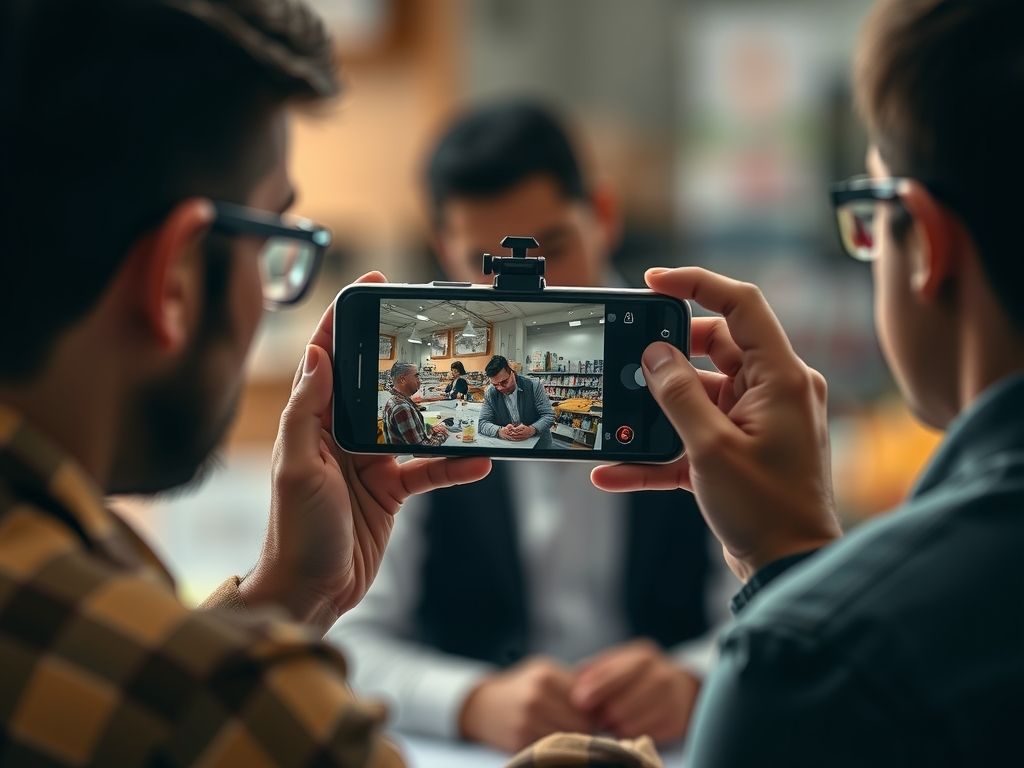 A seller filming a product video on a phone.