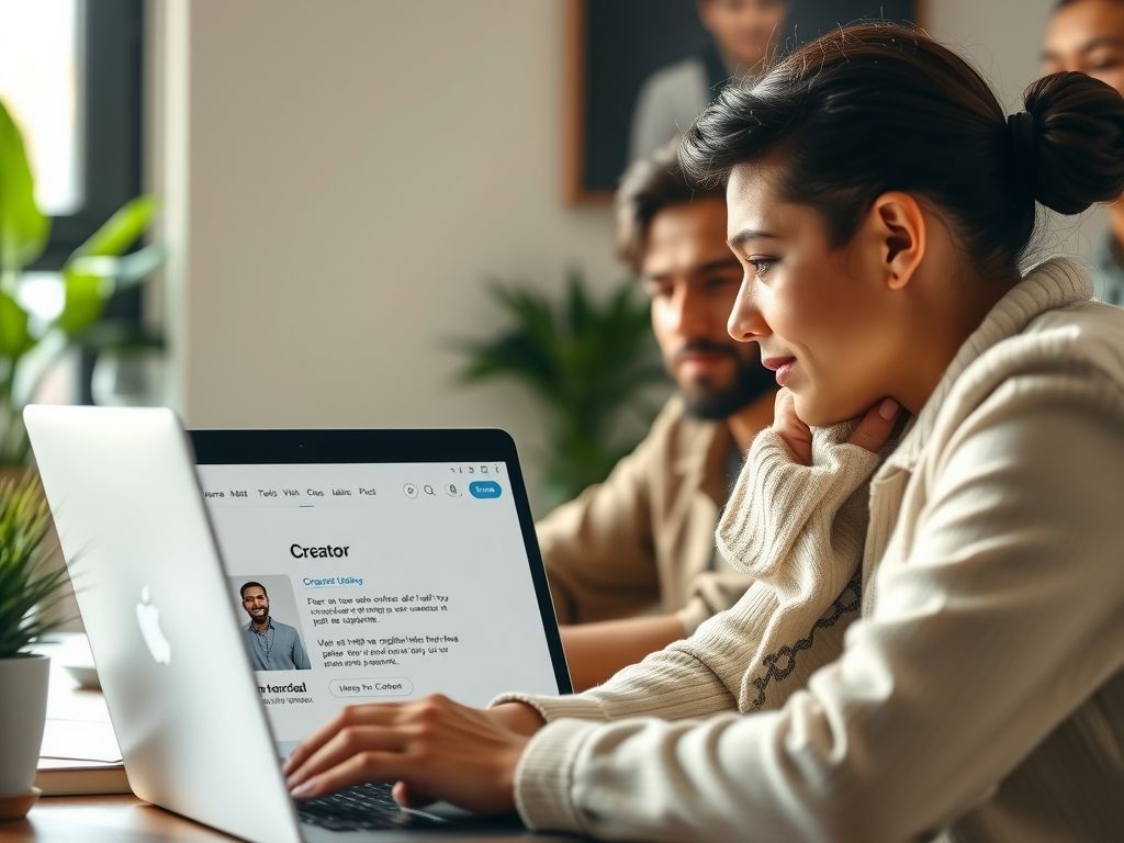 A creator selling a digital membership from a laptop.