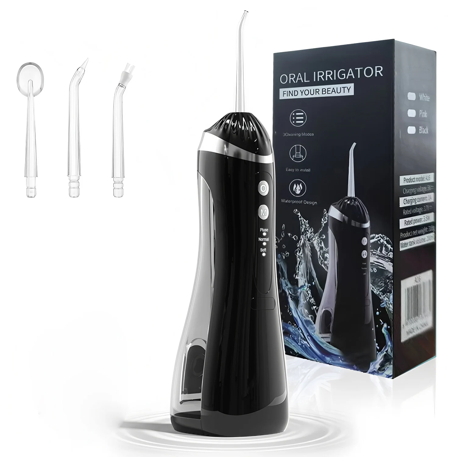 Water Floss Portable Cordless F18 Water Flosser 3 Cleaning Modes Waterproof Rechargeable Water Cleaner 4 Nozzles Clean Gums