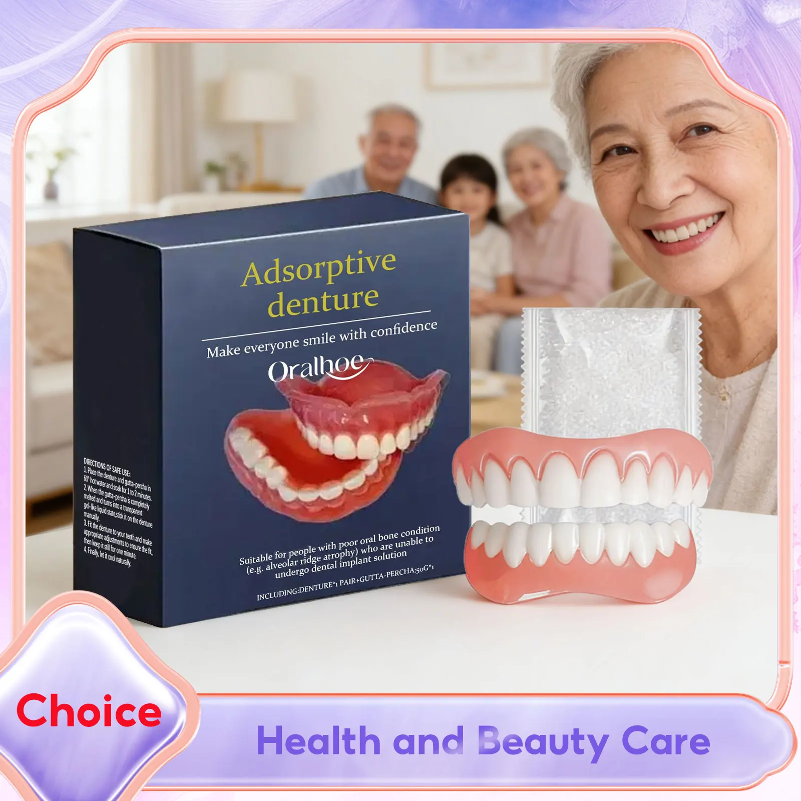 Silicone Dentures for No Teeth Dentures False Teeth Full Set Upper Lower Dental Veneers Temporary Cover Whitening Denture Braces