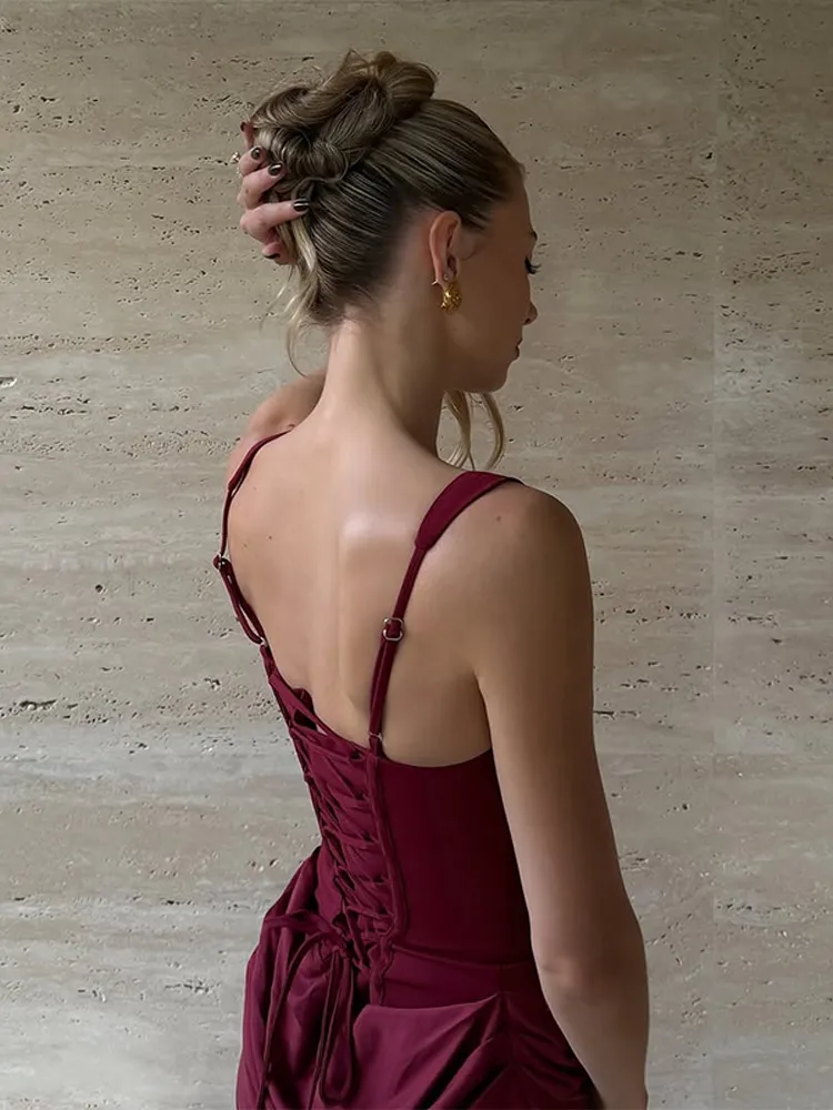 Backless Hip Package Slip Long Dress Women Sexy Sleeveless Waist Cinching Bodycon Party Evening Dresses Charming Ladies Vestidos