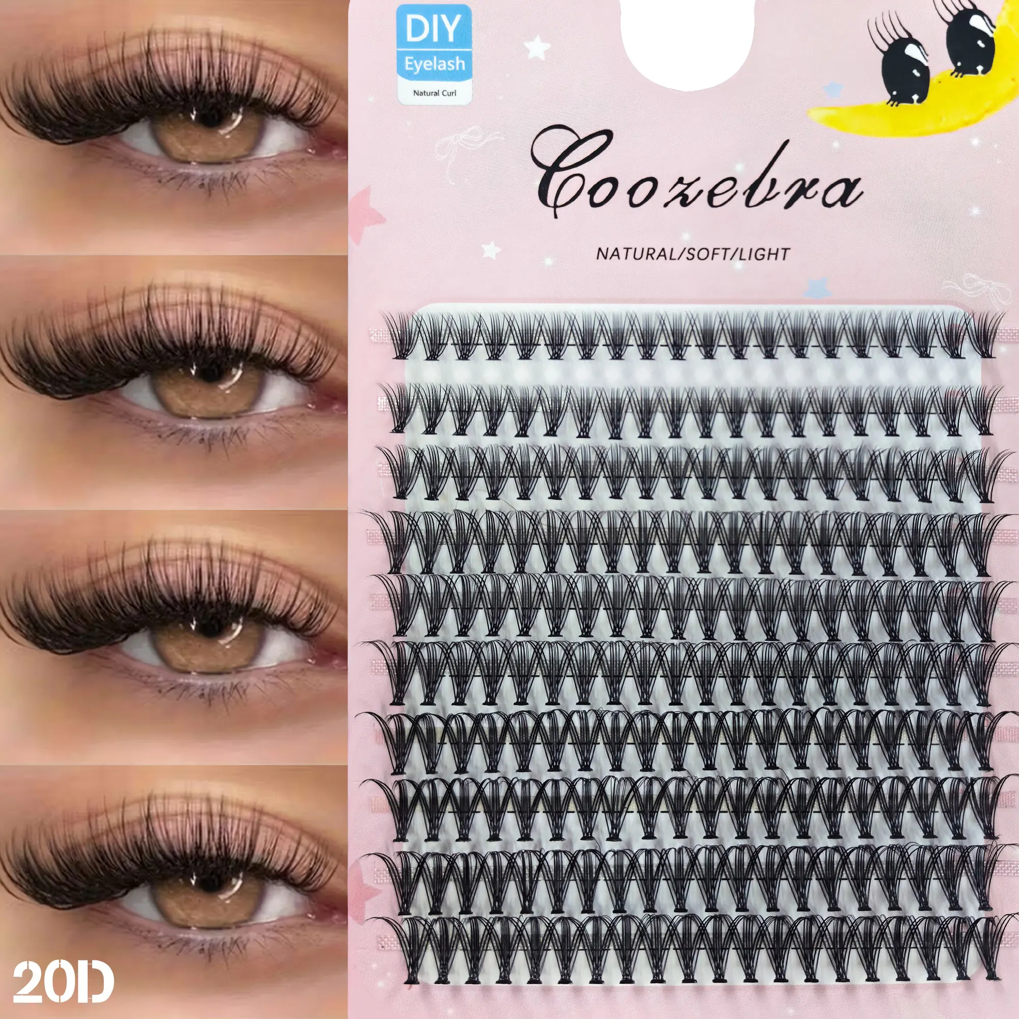 200 Clusters of Lightweight, Natural D I Y Eyelashes - 9-16 mm, D-Curl, Suitable for Everyday Wear and Special Occasions.