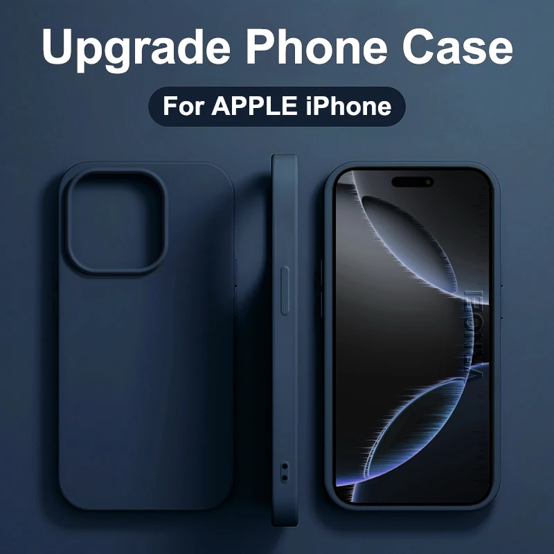 Original Liquid Silicone Phone Case For APPLE iPhone 11 13 12 14 15 16 Pro Max Plus 16E Cases Shockproof Protective Back Cover