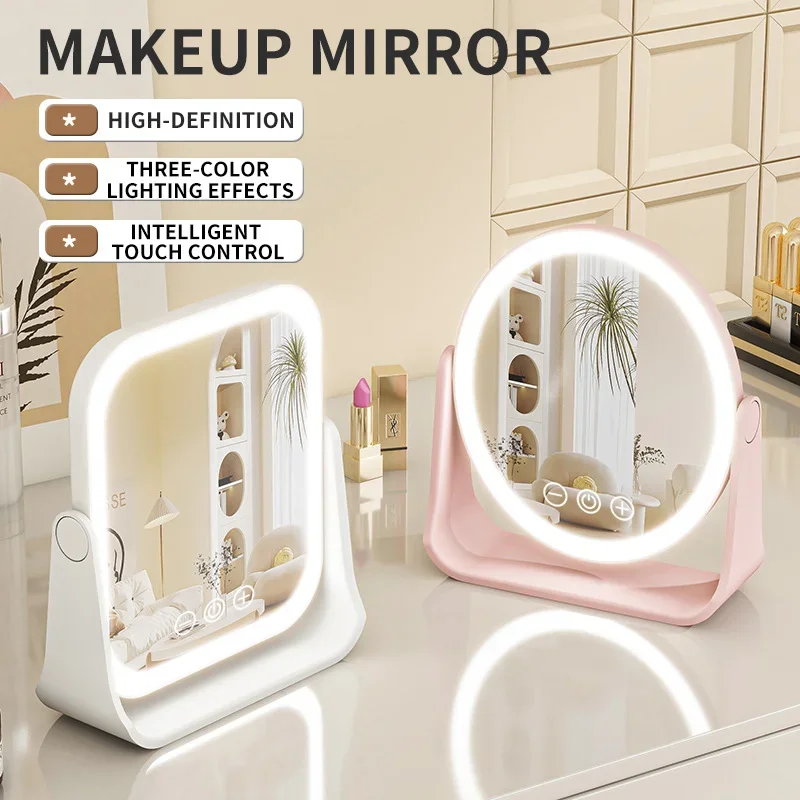 LED Makeup Mirror, Portable Flip Lighted Vanity Mirror with Touch Dimming, 3X Magnifier and Rechargeable Design for Desk