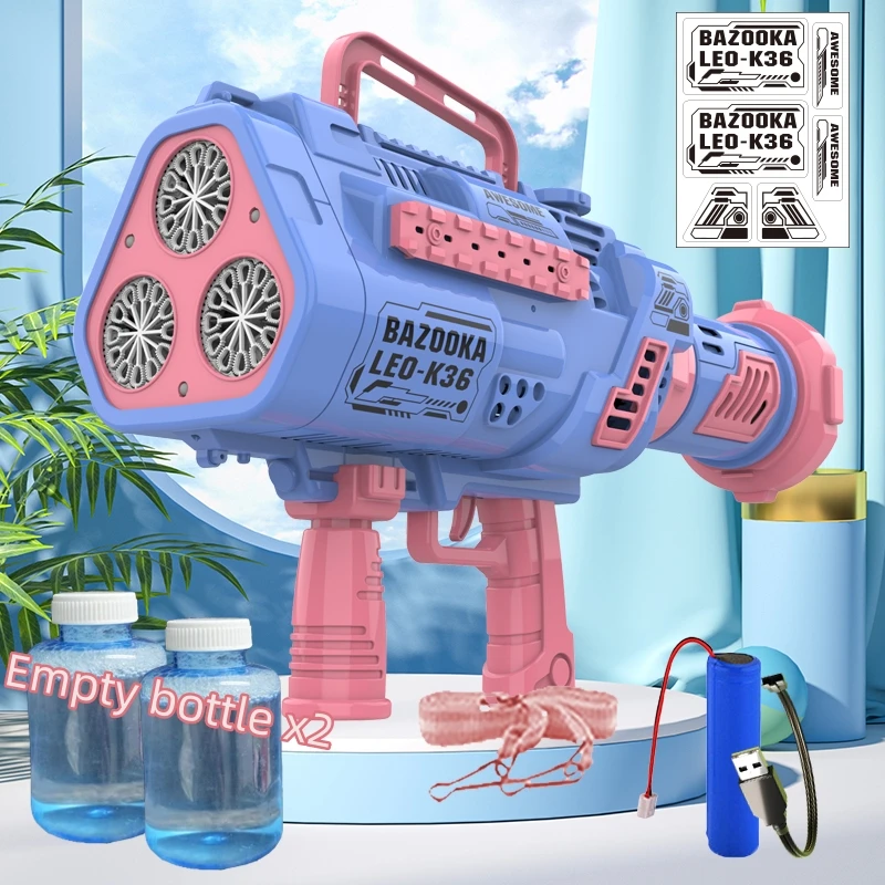 LED Big Holes Rocket Bubble Guns Large Automatic With Shape Fast Machine Gun Launcher Bubbles Blower Soap Outdoor Toys For Kids