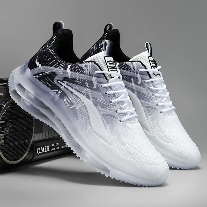Men's Fashionable Basketball Shoes with Air Cushioning, Comfortable and Non-Slip, Breathable and Shock-Absorbing, Suitable for Men's Outdoor Activities