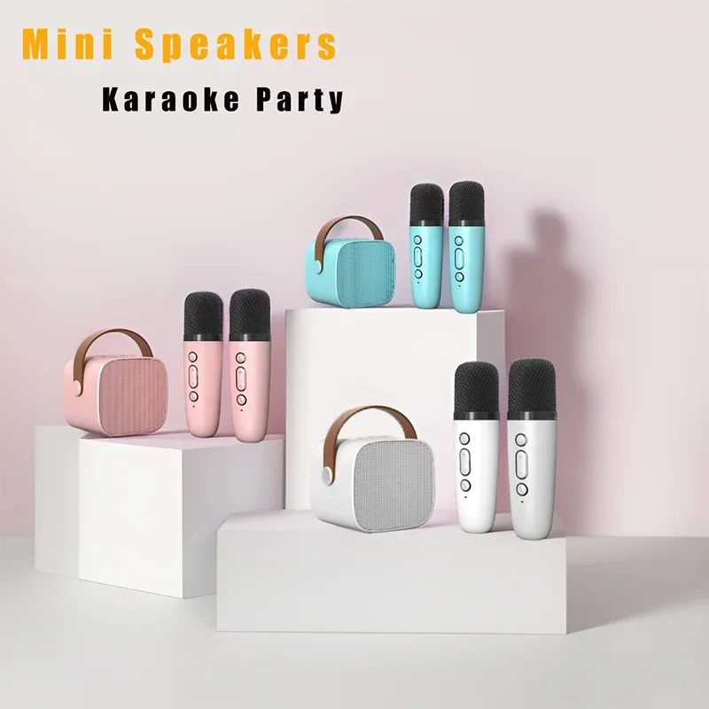 Speaker Microphones Bluetooth Karaoke Machine Mini Speaker 5.3 PA System Portable Bluetooth Speaker with Wireless Mic for Home