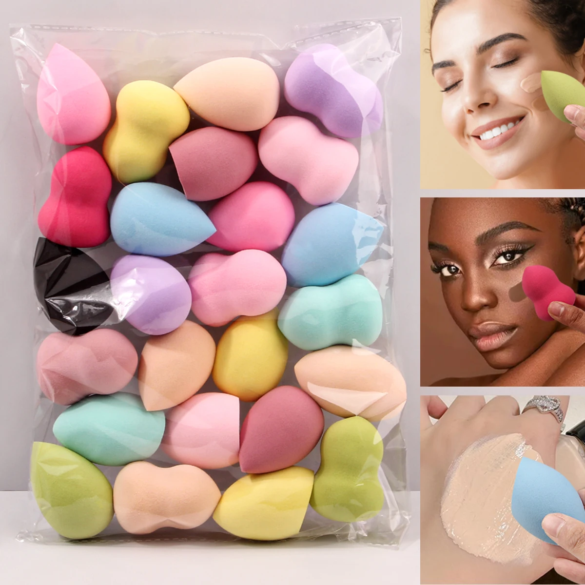 Big Size Makeup Sponge, Color Shapes Randomly Mix Colors 25pcs Water Drop Design Cosmetic Face Sponge Beauty Sponges Egg Shaped