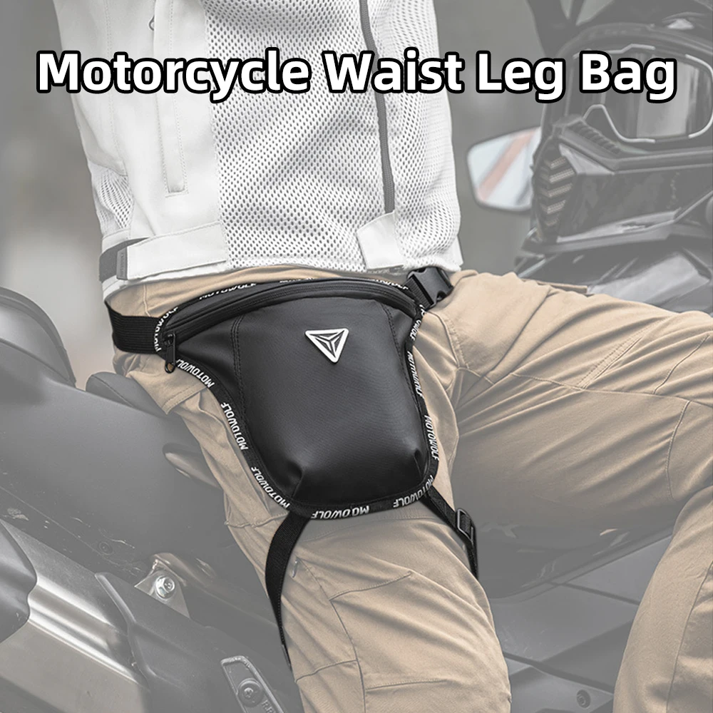 Motorcycle Waist Leg Bag Waterproof Bike Waist Leg Pouch Lightweight Casual Riding Thigh Bag Outdoor Sport Men Waist Pack Black