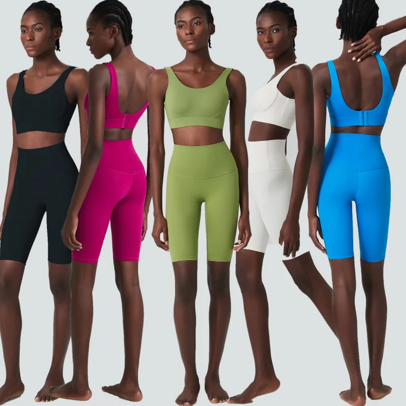 Women's Two Pieces Set Plus Size Solid Color Fashion Sport Outfit For Woman Activewear Fitness Running Slim Fit Workout Clothes