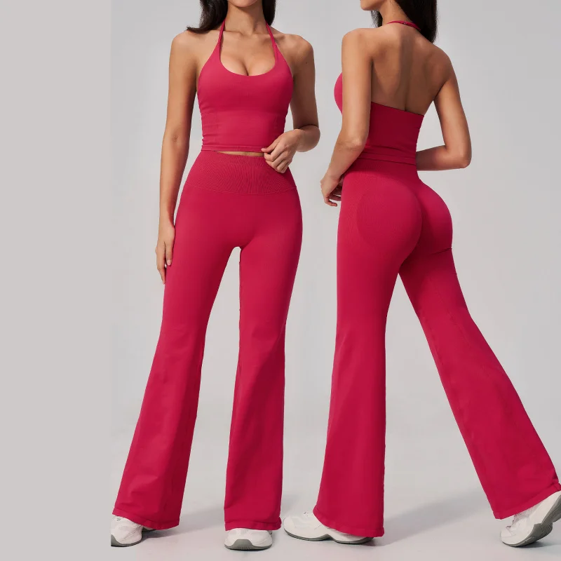 Fashion Fitness Women Sets Yoga Outfit For Women Summer Seamless Two Piece Set For Woman Outdoor Beauty Back Sexy Sports Suits