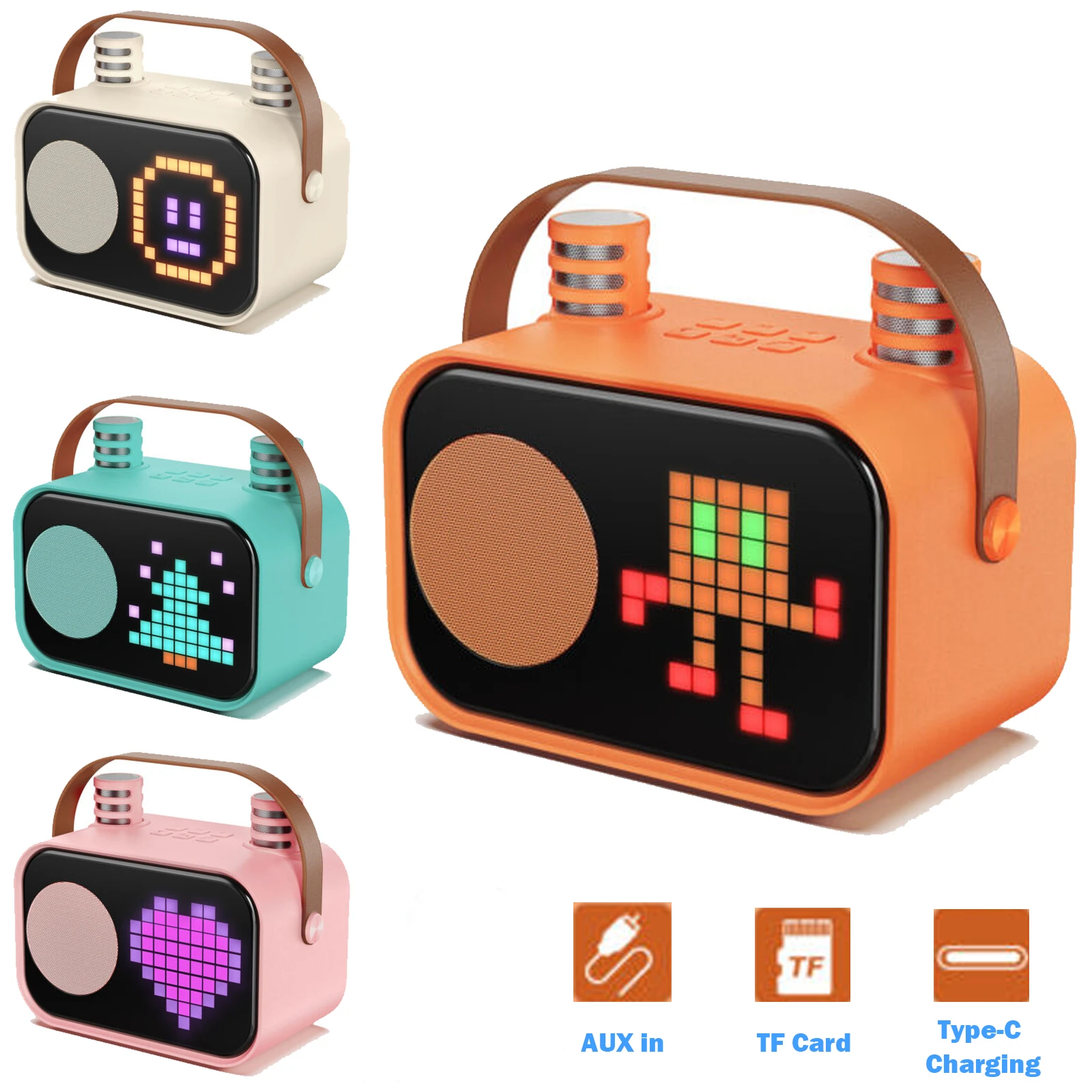 Mini Karaoke Machine for Kids Adults, Portable Bluetooth Karaoke Speaker with 2 Wireless Mics and LED Color Lights, Home Birthda