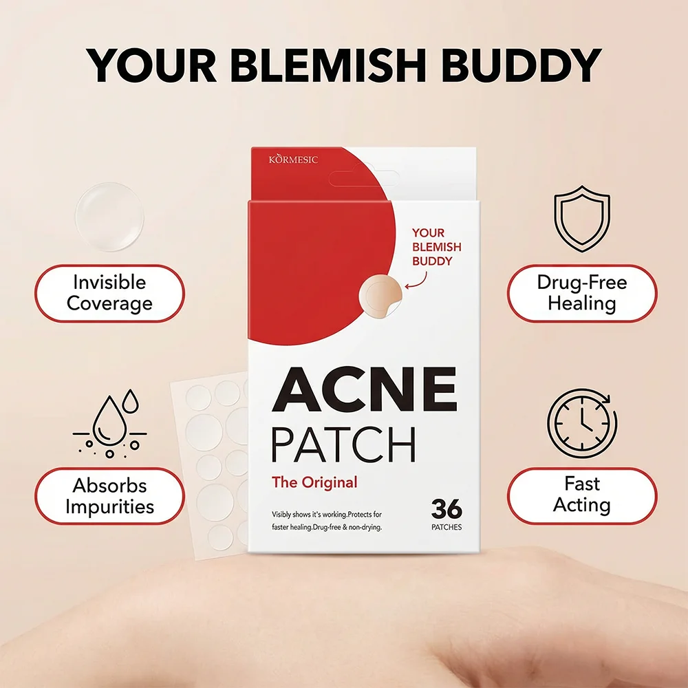 36pcs Hydrocolloid Acne Patches Invisible Pimple Patches for Face Absorb Pus Oil Reduce Redness Zit Stickers All Day Invisible
