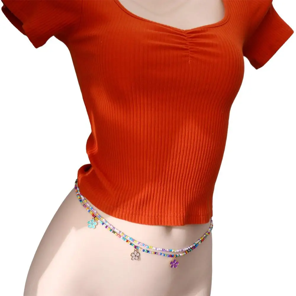 Body Chain Clothes Decoration Beach Body Jewelry Flower Women Belly Chain Bikini Waist Link Bohemian Waist Chain Waist Jewelry