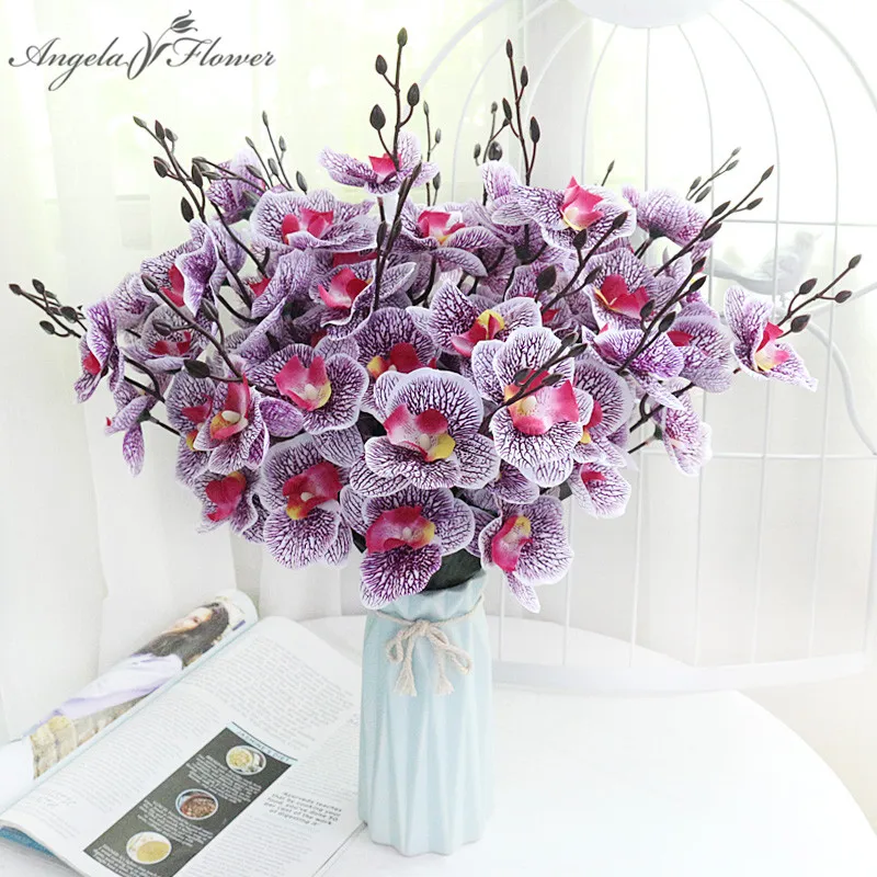 Flower Bouquet for Home Decor, Phalaenopsis Dancing Orchid, Wedding Ornaments, Plants Arrangement, Silk Floral, Wholesalers