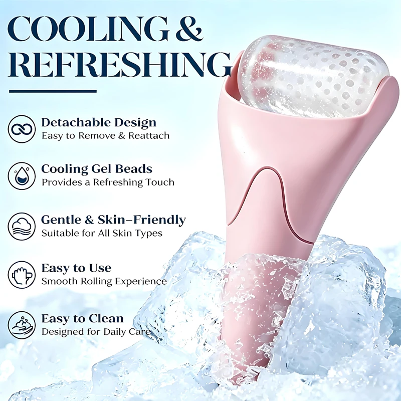 Ice Roller for Face and Gua Sha Facial Tool Set, Ice Face Roller Reduces Puffiness Relieves Migraines Skin Care Tools, Self Care