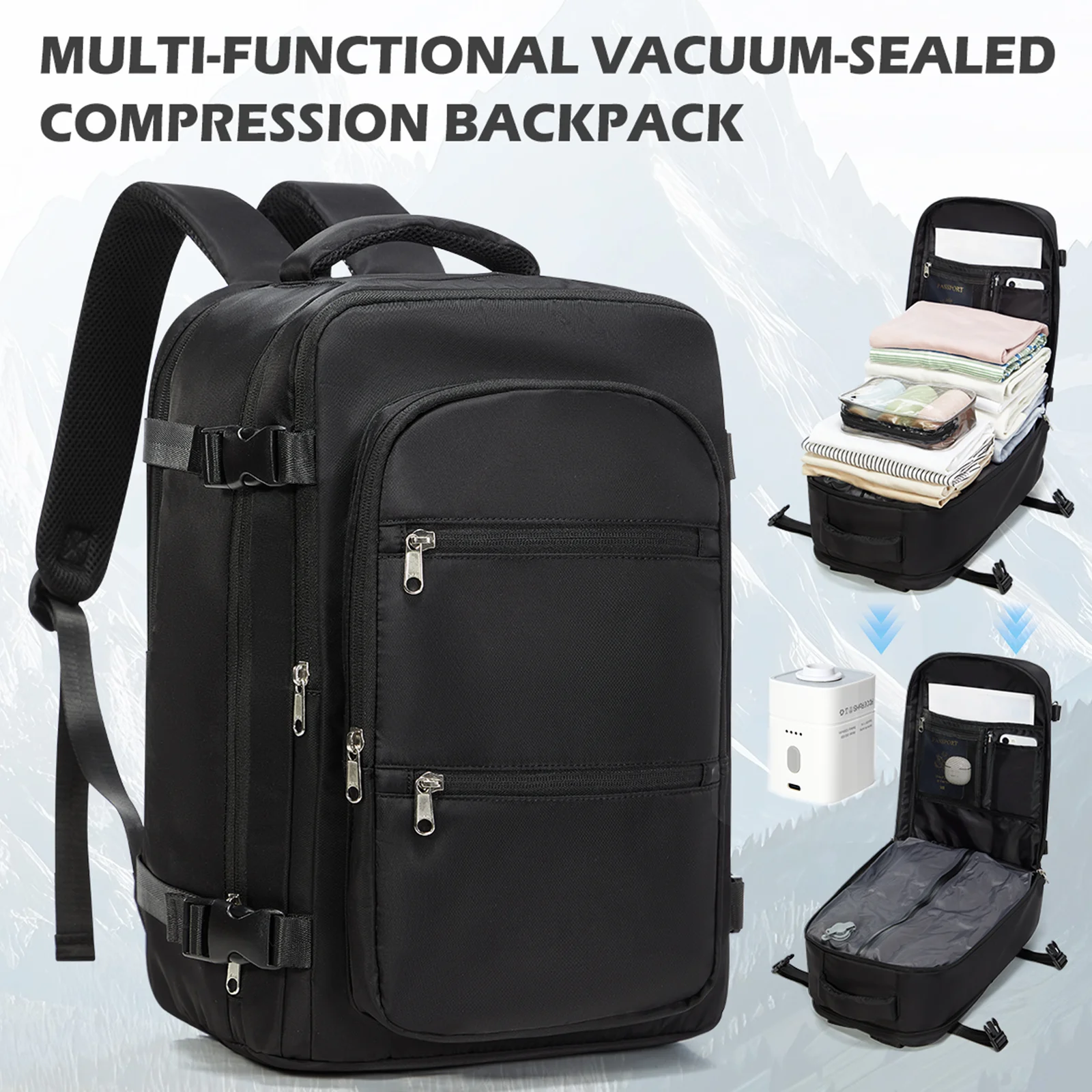 Vacuum Bag for Clothing，Backpack Hand Luggage Aircraft，Travel Essentials Vacuum Backpack Hand Luggage 40x30x20, Men Backpack