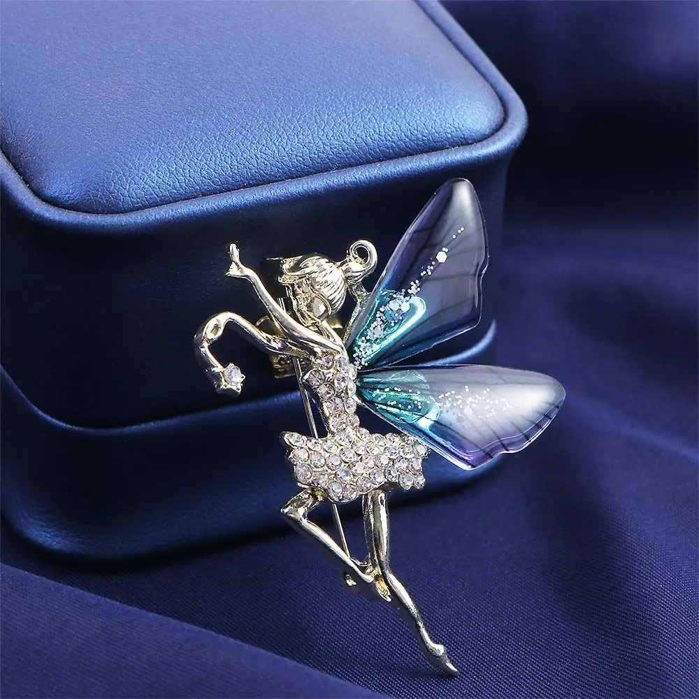 Female Jewelry Wedding Accessories Ldies Gift Coat corsage Women Crystal Brooches Angel wings Brooch Dancing Girl Lapel Pins