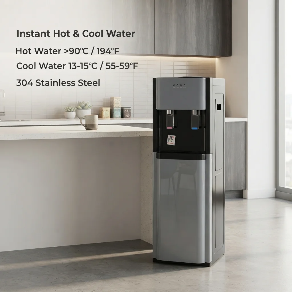 Bottom Loading Water Dispenser, Freestanding Water Cooler with Hot & Cold Water, No Assembly Required for Home, Office & Commercial Use