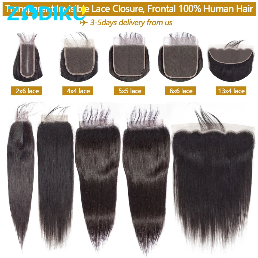 13x4 13x6 Ear To Ear Transparent Frontal Lace Only Straight 2x6 4x4 5x5 6x6 HD Lace Closure Human Hair 100% Brazilian Hair Quality Soft Silky Pre Plucked Bleached Knots Natural Hairline Virgin Hair Pieces For Women Daily Hair Styling