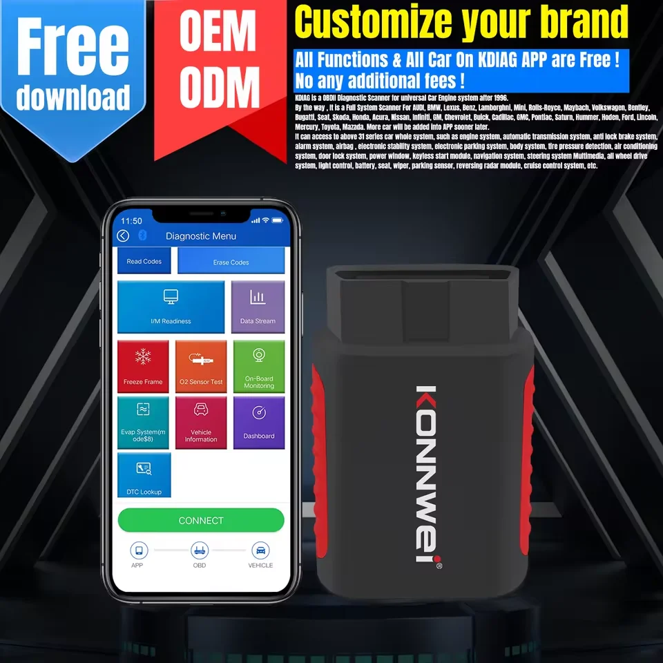 2026 Auto Scanner KONNWEI KDIAG MINI 2023 Full System Reset SAS EPB Service ECU Programmer OBD OBD2 Car Diagnostic Tool