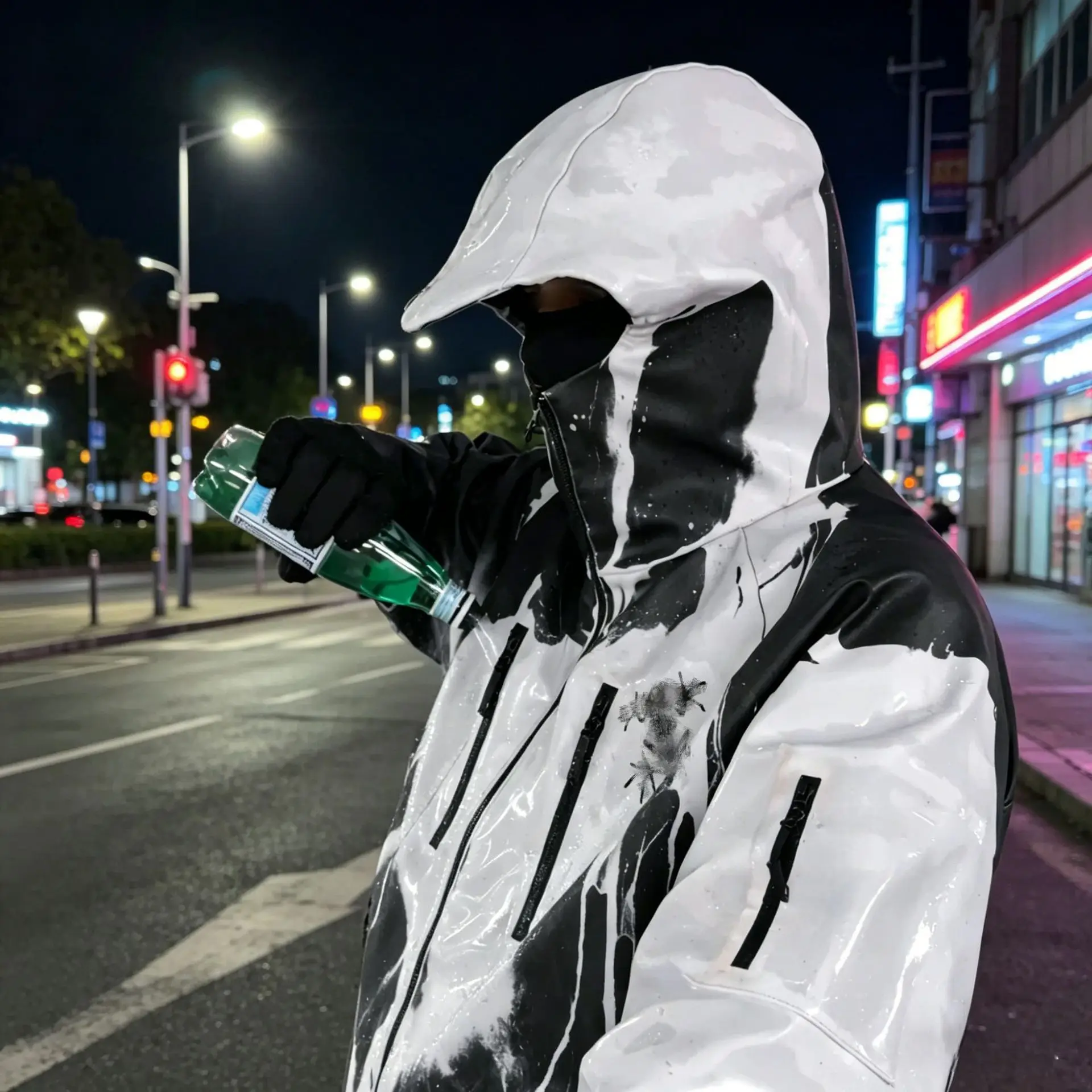 2026 Unisex Thermochromic Color Changing Men's Jacket Graffiti Reflective Hooded High Arcade Style Outdoor Suit Hooded
